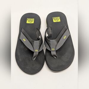REEF Men's 11 Gray Lime Anchor Flip Flops Sandals Comfort